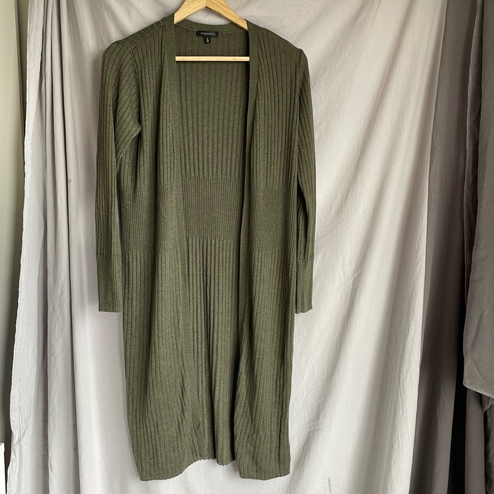 2/$20 Dynamite Olive Green Long Knit Cardigan